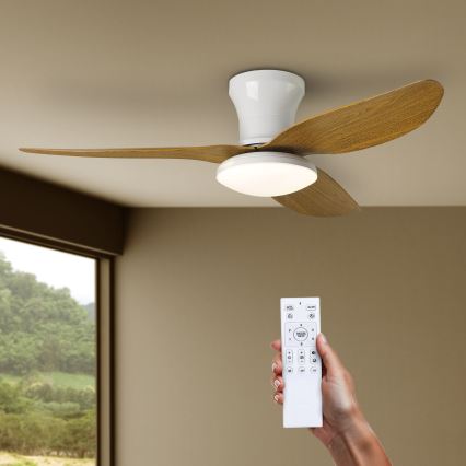 Brilagi - Ανεμιστήρας οροφής LED Dimmable LED/30W/230V 3000-6500K λευκό/καφέ + τηλεχειριστήριο