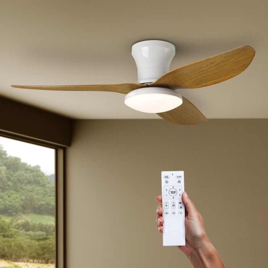 Brilagi - Ανεμιστήρας οροφής LED Dimmable LED/30W/230V 3000-6500K λευκό/καφέ + τηλεχειριστήριο