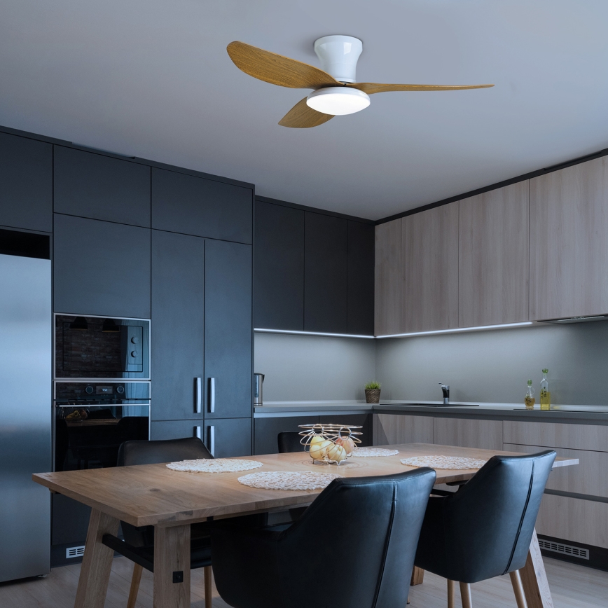 Brilagi - Ανεμιστήρας οροφής LED Dimmable LED/30W/230V 3000-6500K λευκό/καφέ + τηλεχειριστήριο