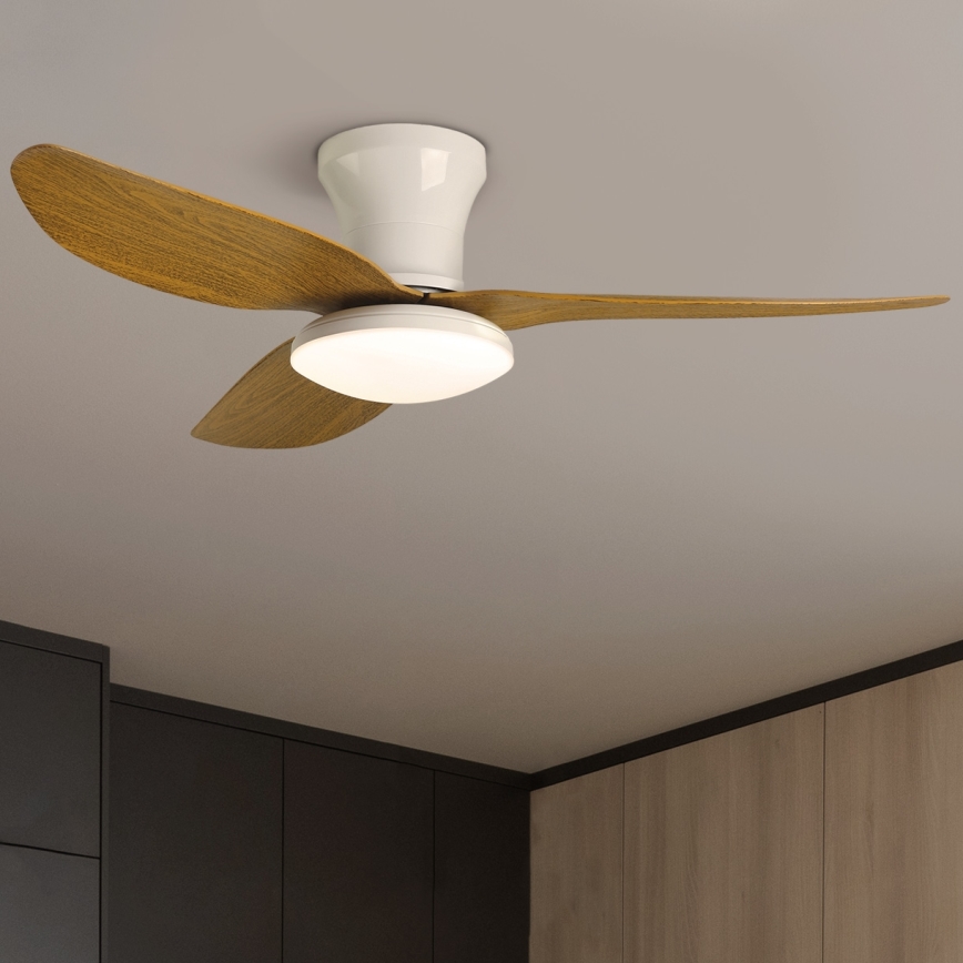 Brilagi - Ανεμιστήρας οροφής LED Dimmable LED/30W/230V 3000-6500K λευκό/καφέ + τηλεχειριστήριο