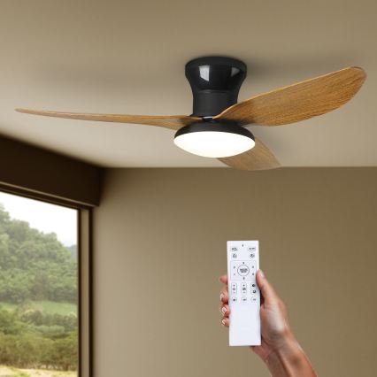 Brilagi - Ανεμιστήρας οροφής LED Dimmable LED/30W/230V 3000-6500K μαύρο/καφέ + τηλεχειριστήριο