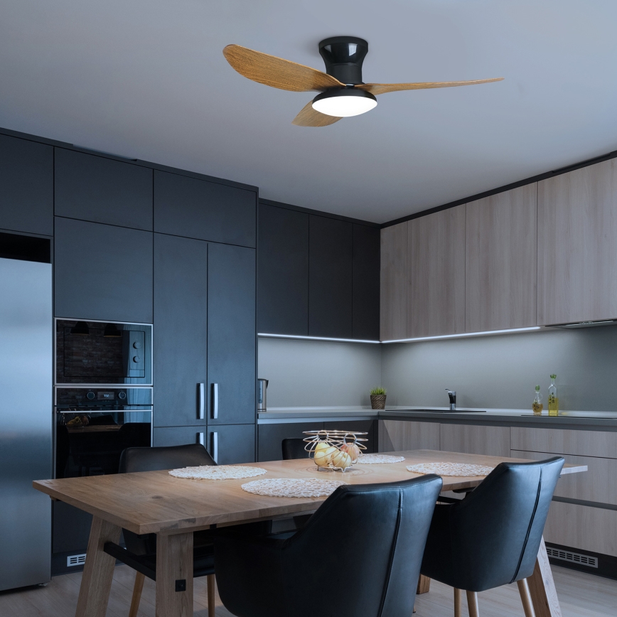 Brilagi - Ανεμιστήρας οροφής LED Dimmable LED/30W/230V 3000-6500K μαύρο/καφέ + τηλεχειριστήριο