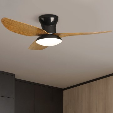 Brilagi - Ανεμιστήρας οροφής LED Dimmable LED/30W/230V 3000-6500K μαύρο/καφέ + τηλεχειριστήριο
