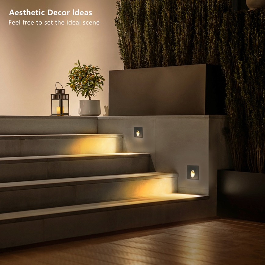 Brilagi - Εντοιχισμένο εξωτερικό φωτιστικό LED STAIRDOT LED/2W/230V μαύρο IP65 τετράγωνο