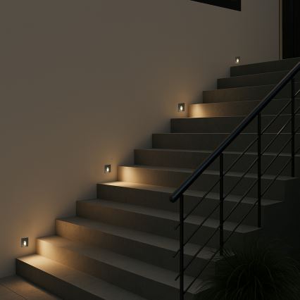 Brilagi - Εντοιχισμένο εξωτερικό φωτιστικό LED STAIRDOT LED/2W/230V μαύρο IP65 τετράγωνο