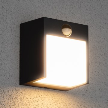 Brilagi - Εξωτερικό επιτοίχιο φωτιστικό LED με αισθητήρα TERNI LED/12W/230V ανθρακί IP44