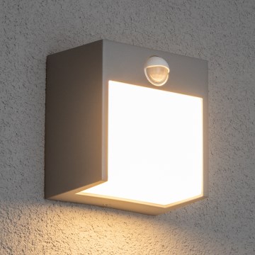 Brilagi - Εξωτερικό επιτοίχιο φωτιστικό LED με αισθητήρα TERNI LED/12W/230V γκρι IP44