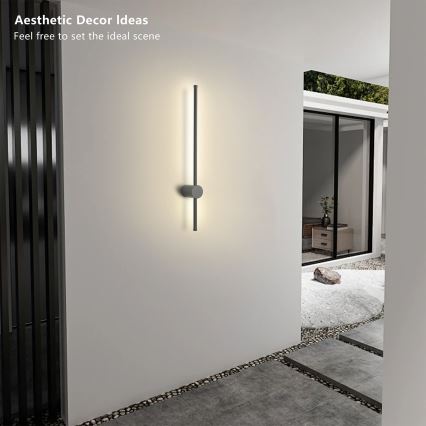 Brilagi - Εξωτερικό επιτοίχιο φωτιστικό LED AURA LED/12W/230V 4000K IP54 65 cm ανθρακί