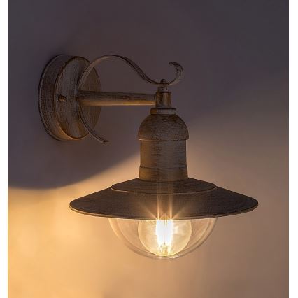 Brilagi - Εξωτερικό επιτοίχιο φωτιστικό MOLDE 1xE27/60W/230V IP44 λευκό/πατίνα