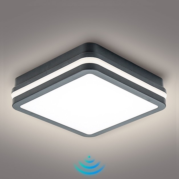 Brilagi - Εξωτερικό φωτιστικό LED με αισθητήρα BENE LED/18W/230V 22x22 εκ. ανθρακί IP54