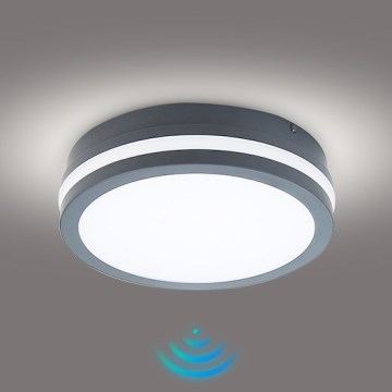 Brilagi - Εξωτερικό φωτιστικό LED με αισθητήρα BENE LED/18W/230V διάμ. 22 εκ. ανθρακί IP54
