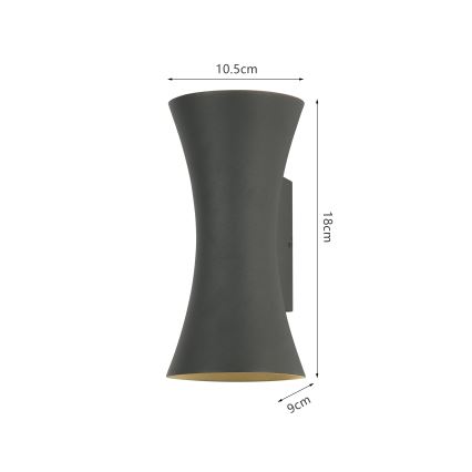 Brilagi - Εξωτερικό φωτιστικό τοίχου BICON LED/10W/230V σε ανθρακί IP44