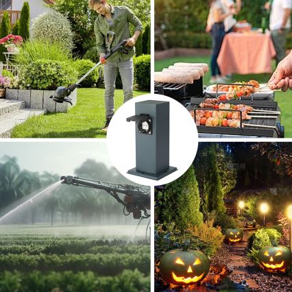 Brilagi - Εξωτερικός κολωνάκι πρίζας PILLAR 1Z SCHUKO 230V IP44 ανθρακί