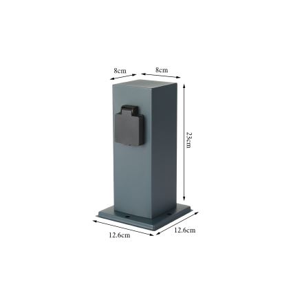 Brilagi - Εξωτερικός κολωνάκι πρίζας PILLAR 1Z SCHUKO 230V IP44 ανθρακί