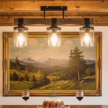 Brilagi - Επιφανειακό φωτιστικό οροφής VISTA, 3xE27/60W/230V, απόχρωση δρυός