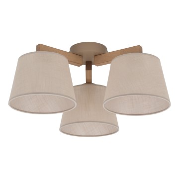 Brilagi - Επικαθήμενο φωτιστικό οροφής LATTE SABIA 3xE27/60W/230V πεύκο/μπεζ