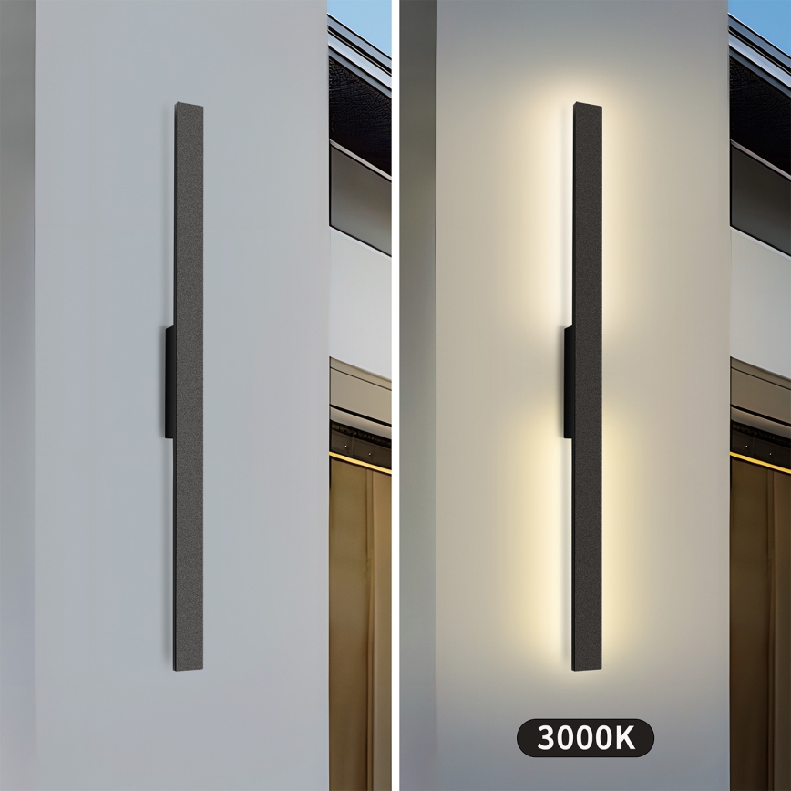 Brilagi - Εξωτερικό επιτοίχιο φωτιστικό LED LUNA 24W/230V, 3000K, IP65, 100 cm, μαύρο, CRI 90
