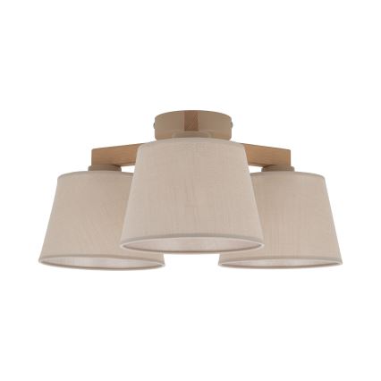 Brilagi - Επικαθήμενο φωτιστικό οροφής LATTE SABIA 3xE27/60W/230V πεύκο/μπεζ