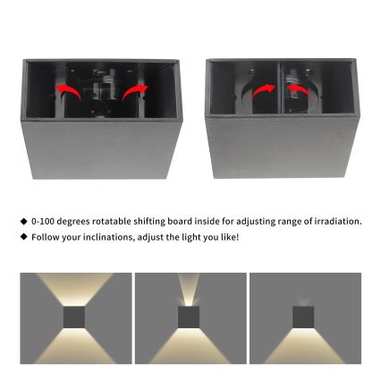 Brilagi - Επιτοίχιο εξωτερικό φωτιστικό LED DOUBLERAY LED/4W/230V ανθρακί IP65