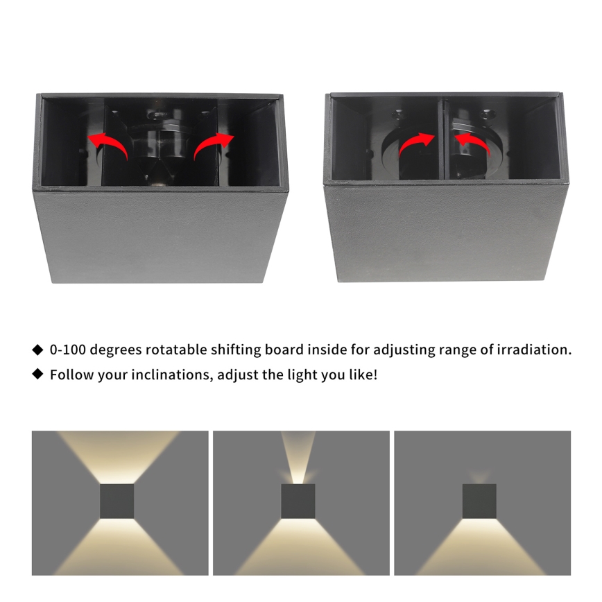 Brilagi - Επιτοίχιο εξωτερικό φωτιστικό LED DOUBLERAY LED/4W/230V ανθρακί IP65