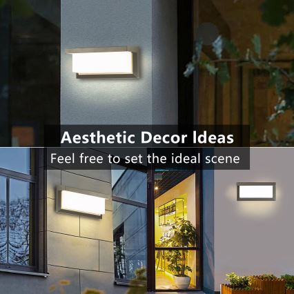 Brilagi - Επιτοίχιο φωτιστικό εξωτερικού χώρου LED BRICKY LED/12W/230V γκρι IP54