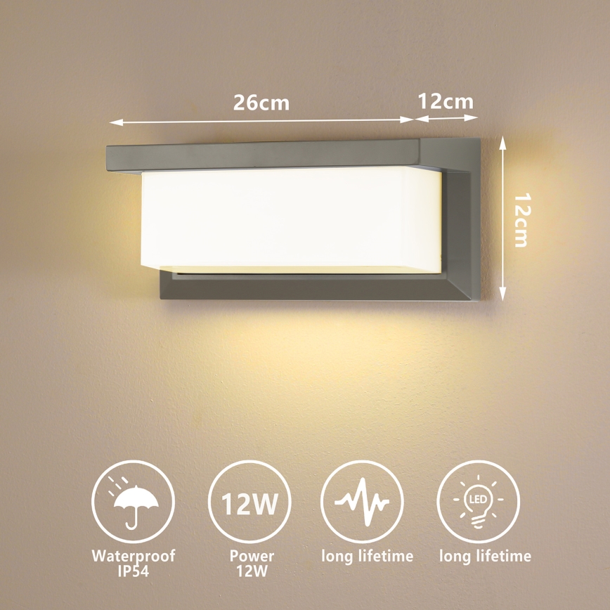 Brilagi - Επιτοίχιο φωτιστικό εξωτερικού χώρου LED BRICKY LED/12W/230V γκρι IP54