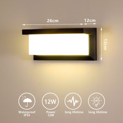 Brilagi - Επιτοίχιο φωτιστικό εξωτερικού χώρου LED BRICKY LED/12W/230V μαύρο IP54