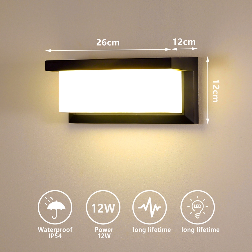 Brilagi - Επιτοίχιο φωτιστικό εξωτερικού χώρου LED BRICKY LED/12W/230V μαύρο IP54