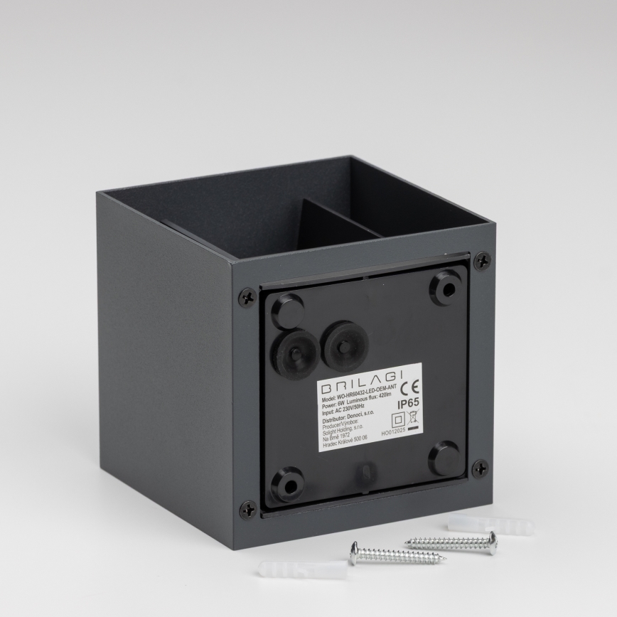 Brilagi - Επιτοίχιο φωτιστικό εξωτερικού χώρου LED CUBE LED/6W/230V ανθρακί IP54