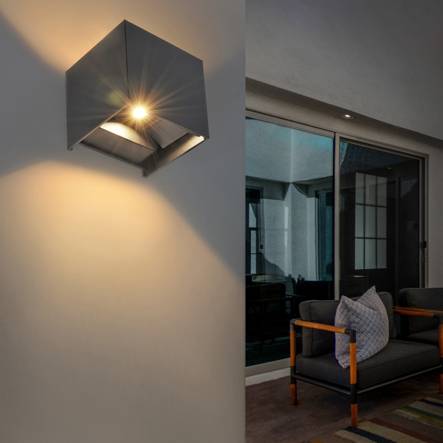 Brilagi - Επιτοίχιο φωτιστικό εξωτερικού χώρου LED CUBE LED/6W/230V ανθρακί IP54