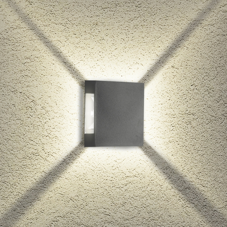 Brilagi - Επιτοίχιο φωτιστικό εξωτερικού χώρου LED QUADRAY LED/4W/230V ανθρακί IP65