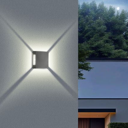 Brilagi - Επιτοίχιο φωτιστικό εξωτερικού χώρου LED QUADRAY LED/4W/230V ανθρακί IP65