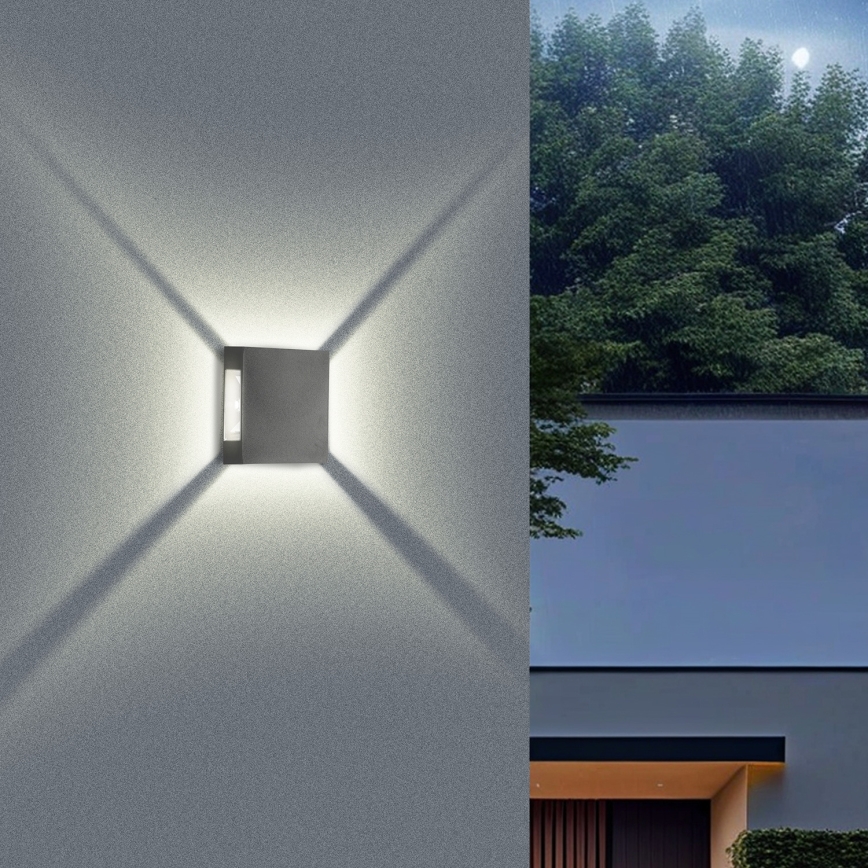 Brilagi - Επιτοίχιο φωτιστικό εξωτερικού χώρου LED QUADRAY LED/4W/230V ανθρακί IP65