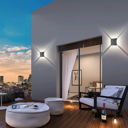 Brilagi - Επιτοίχιο φωτιστικό εξωτερικού χώρου LED QUADRAY LED/4W/230V ανθρακί IP65