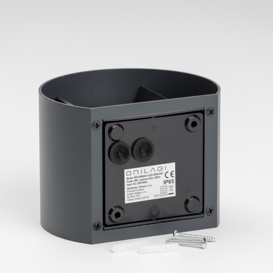 Brilagi - Επιτοίχιο φωτιστικό εξωτερικού χώρου LED RONDO LED/6W/230V ανθρακί IP54