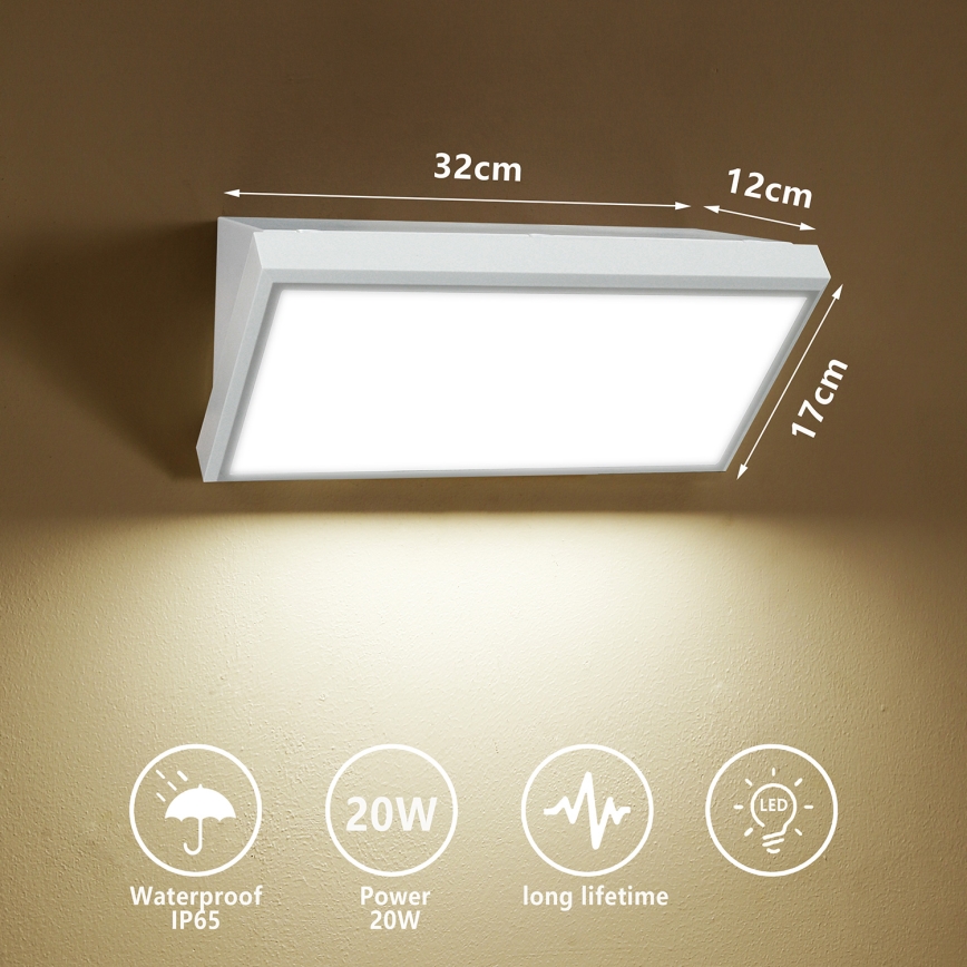 Brilagi - Επιτοίχιο φωτιστικό εξωτερικού χώρου LED TRIANGLE LED/20W/230V λευκό IP65