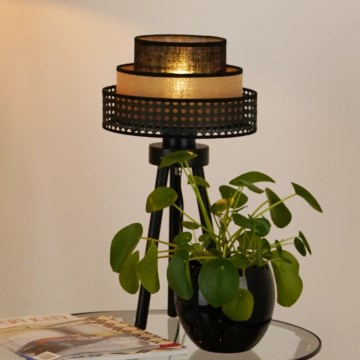 Brilagi - Επιτραπέζιο φωτιστικό DAKOTA LUNETA 1xE27/15W/230V μαύρο/ράταν