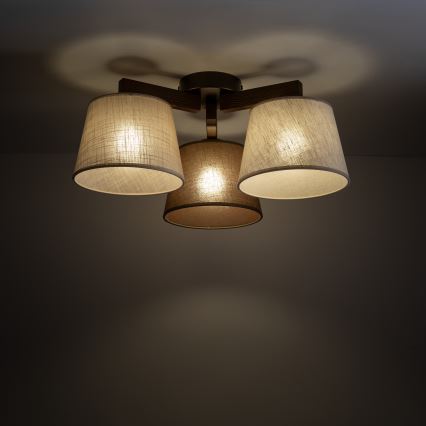 Brilagi - Επιφανειακό φωτιστικό οροφής LATTE 3xE27/60W/230V πεύκο/μικτό