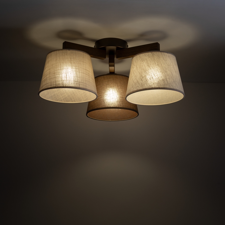 Brilagi - Επιφανειακό φωτιστικό οροφής LATTE 3xE27/60W/230V πεύκο/μικτό