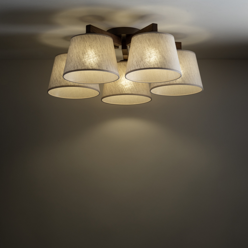 Brilagi - Επιφανειακό φωτιστικό οροφής LATTE 5xE27/60W/230V πεύκο/κρεμ