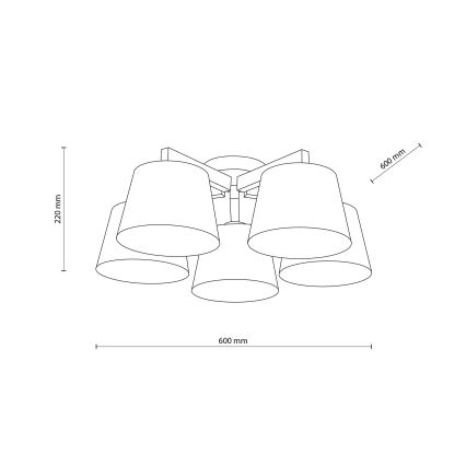 Brilagi - Επιφανειακό φωτιστικό οροφής LATTE 5xE27/60W/230V πεύκο/κρεμ