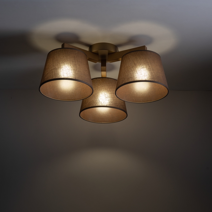 Brilagi - Επιφανειακό φωτιστικό οροφής LATTE SABIA 3xE27/60W/230V πεύκο/καφέ