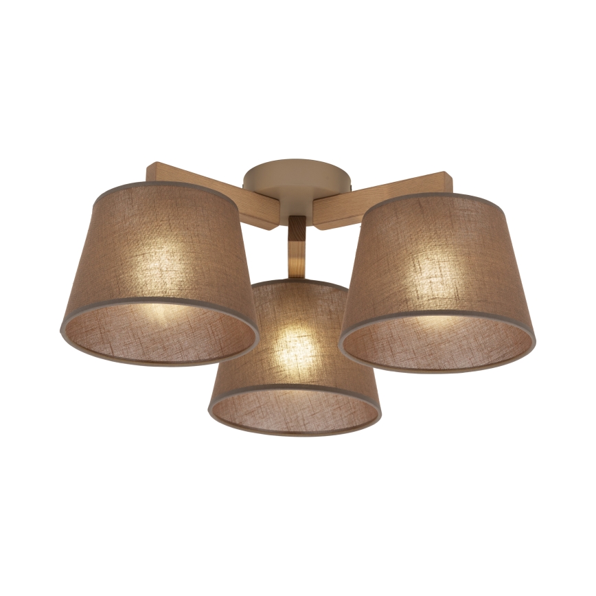 Brilagi - Επιφανειακό φωτιστικό οροφής LATTE SABIA 3xE27/60W/230V πεύκο/καφέ