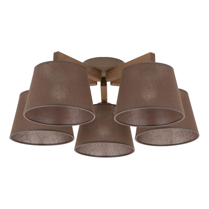 Brilagi - Επιφανειακό φωτιστικό οροφής LATTE SABIA 5xE27/60W/230V πεύκο/καφέ