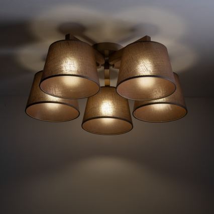 Brilagi - Επιφανειακό φωτιστικό οροφής LATTE SABIA 5xE27/60W/230V πεύκο/καφέ