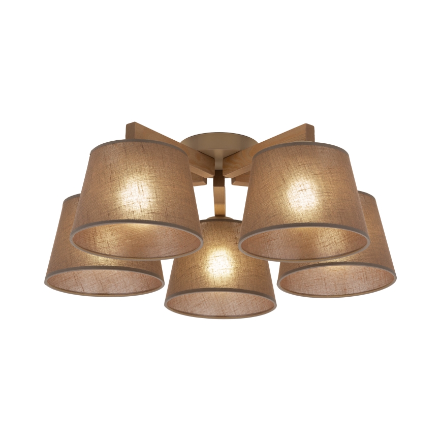 Brilagi - Επιφανειακό φωτιστικό οροφής LATTE SABIA 5xE27/60W/230V πεύκο/καφέ