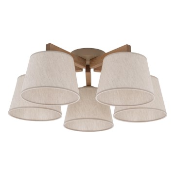 Brilagi - Επιφανειακό φωτιστικό οροφής LATTE SABIA 5xE27/60W/230V πεύκο/κρεμ