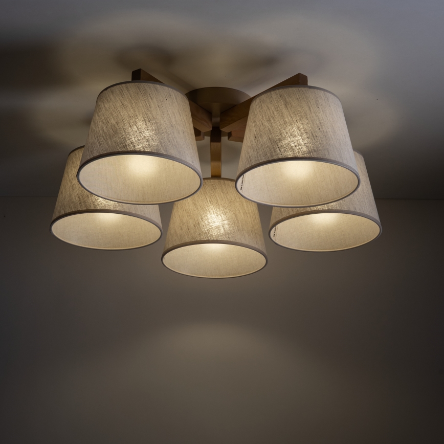Brilagi - Επιφανειακό φωτιστικό οροφής LATTE SABIA 5xE27/60W/230V πεύκο/κρεμ