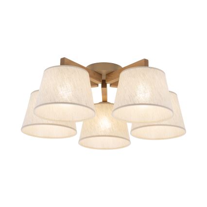 Brilagi - Επιφανειακό φωτιστικό οροφής LATTE SABIA 5xE27/60W/230V πεύκο/κρεμ