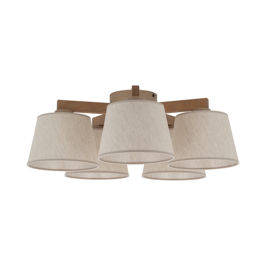 Brilagi - Επιφανειακό φωτιστικό οροφής LATTE SABIA 5xE27/60W/230V πεύκο/κρεμ